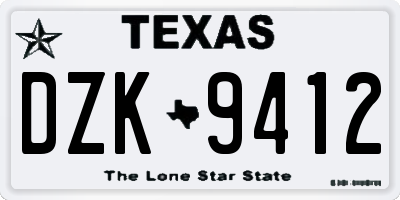TX license plate DZK9412