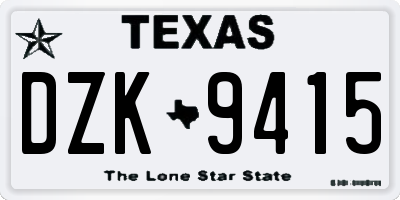 TX license plate DZK9415