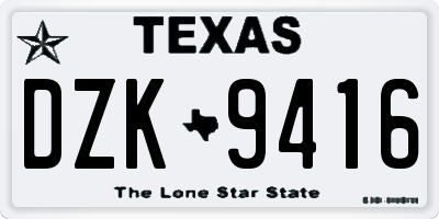 TX license plate DZK9416