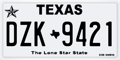 TX license plate DZK9421