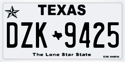 TX license plate DZK9425