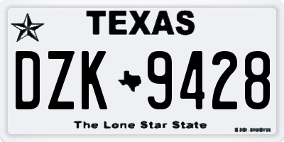 TX license plate DZK9428