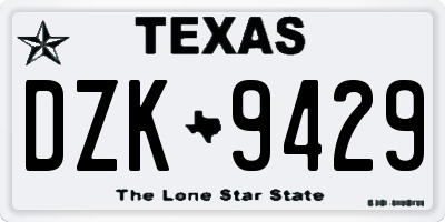 TX license plate DZK9429