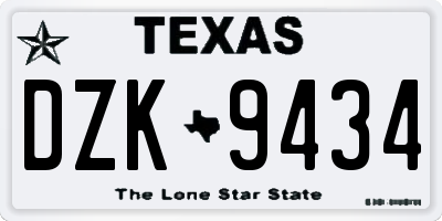 TX license plate DZK9434