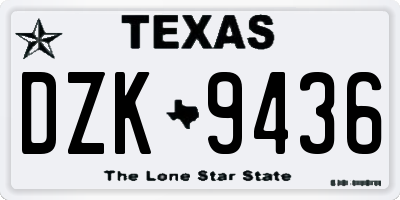 TX license plate DZK9436