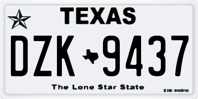 TX license plate DZK9437