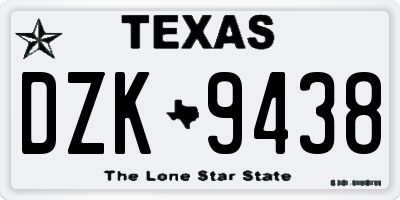 TX license plate DZK9438