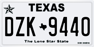 TX license plate DZK9440