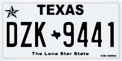 TX license plate DZK9441