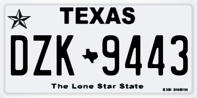 TX license plate DZK9443
