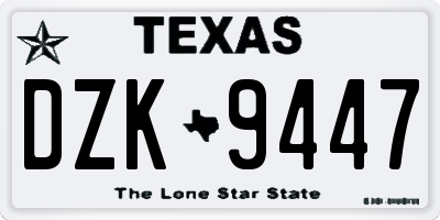 TX license plate DZK9447