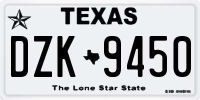 TX license plate DZK9450