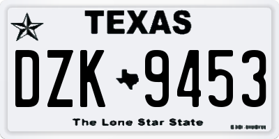 TX license plate DZK9453