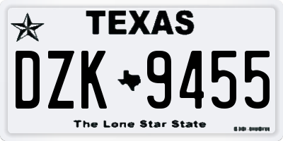 TX license plate DZK9455
