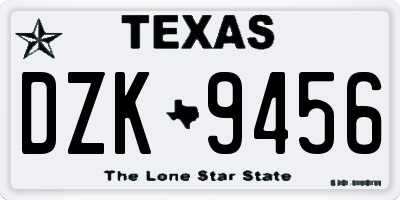 TX license plate DZK9456