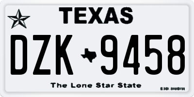 TX license plate DZK9458