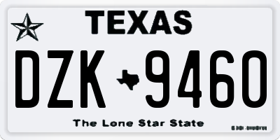 TX license plate DZK9460