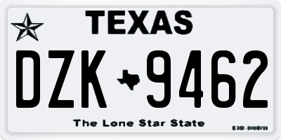 TX license plate DZK9462
