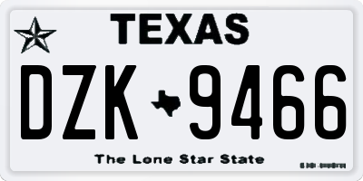 TX license plate DZK9466