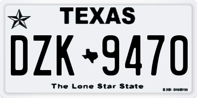 TX license plate DZK9470