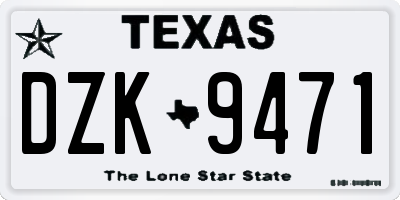 TX license plate DZK9471