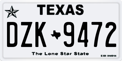 TX license plate DZK9472