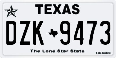 TX license plate DZK9473