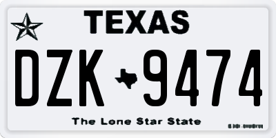 TX license plate DZK9474
