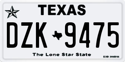 TX license plate DZK9475