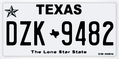TX license plate DZK9482