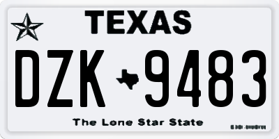 TX license plate DZK9483