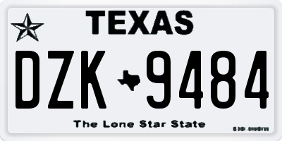 TX license plate DZK9484