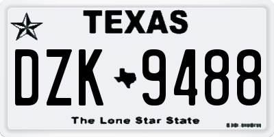 TX license plate DZK9488