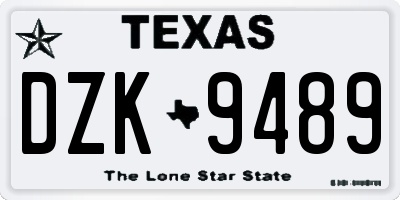 TX license plate DZK9489