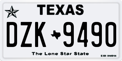 TX license plate DZK9490