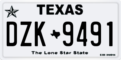 TX license plate DZK9491