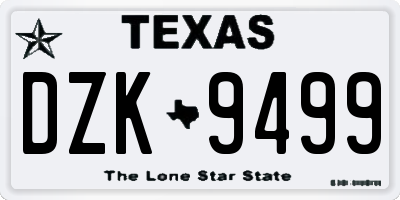 TX license plate DZK9499
