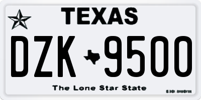 TX license plate DZK9500