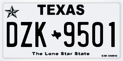 TX license plate DZK9501