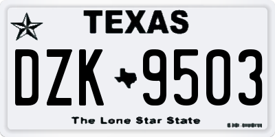 TX license plate DZK9503