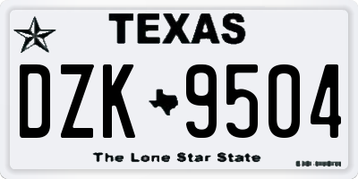 TX license plate DZK9504
