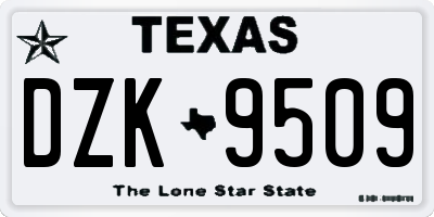 TX license plate DZK9509