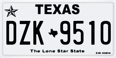 TX license plate DZK9510