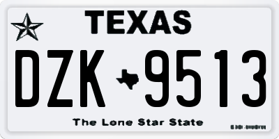 TX license plate DZK9513