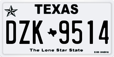TX license plate DZK9514