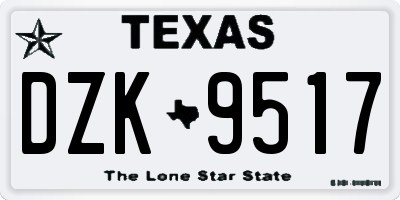 TX license plate DZK9517