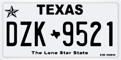 TX license plate DZK9521