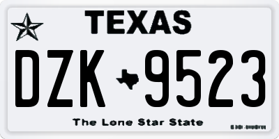 TX license plate DZK9523