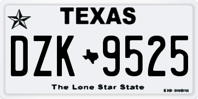 TX license plate DZK9525