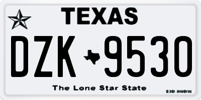 TX license plate DZK9530